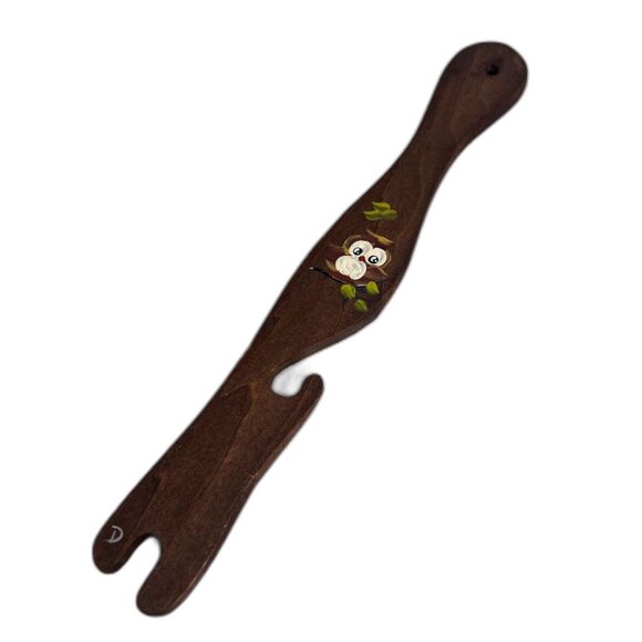 Oven Rack Puller Wooden Hand Painted Owl Darst Design 11" - Picture 1 of 8